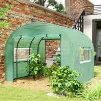 Serra da giardino a tunnel in PE Alta densità, con 2 Porte con zip 300x300x200 cm, Verde