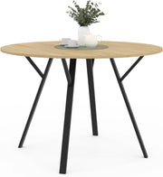 Mesa de comedor extensible YSEULT 6 personas madera y negro diseño industrial 110 cm
