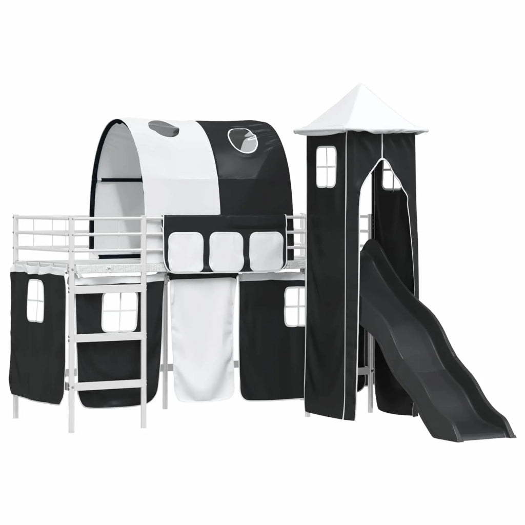Struttura del letto loft per bambini-Giroletto per bambini Bianco e Nero 90 x 190 cm 589877