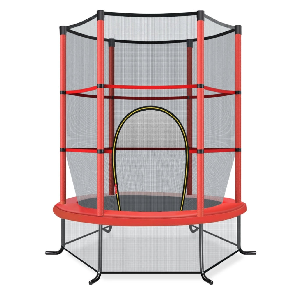 Tappeto elastico per bambini con rete di sicurezza, Tappeto elastico con struttura in acciaio resistente Rosso
