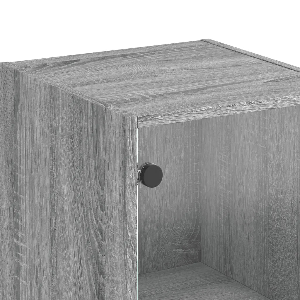 Credenza con Ante in Vetro Grigio Sonoma 35x37x142 cm 836439