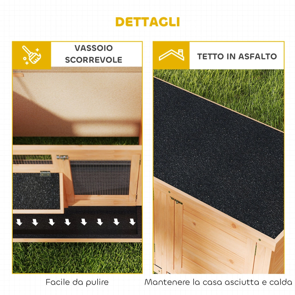 Casetta per Conigli in Legno da Esterno con Tetto ¨C zephmum ¨C 112x50x54 cm Giallo