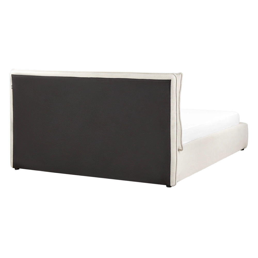 Letto matrimoniale beige chiaro con contenitore 160 x 200 cm camera da letto moderna