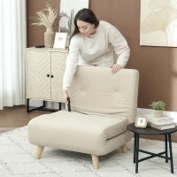 Poltrona Letto con Funzione Letto, Poltrona Relax Pieghevole in Velluto, Schienale Regolabile, portata fino a 120 kg, Beige