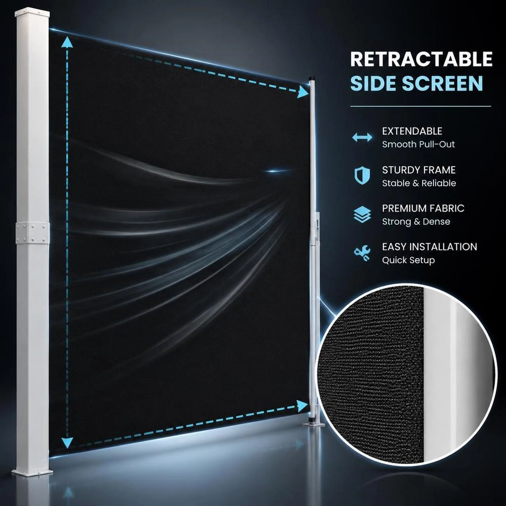 Extendable Side Awning 220x300 Cm Black