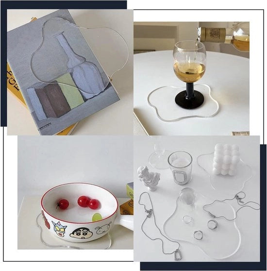 Coasters Acrilici Irregolari 13 * 17cm - Forma di Nuvola - Mattoncini per Tazze - Coasters Translucidi Irregolari - Creativi - Pad per Moka - Coasters per Tazze da Caffè - Ornamento da Tavolo - Decorazione Fotografica