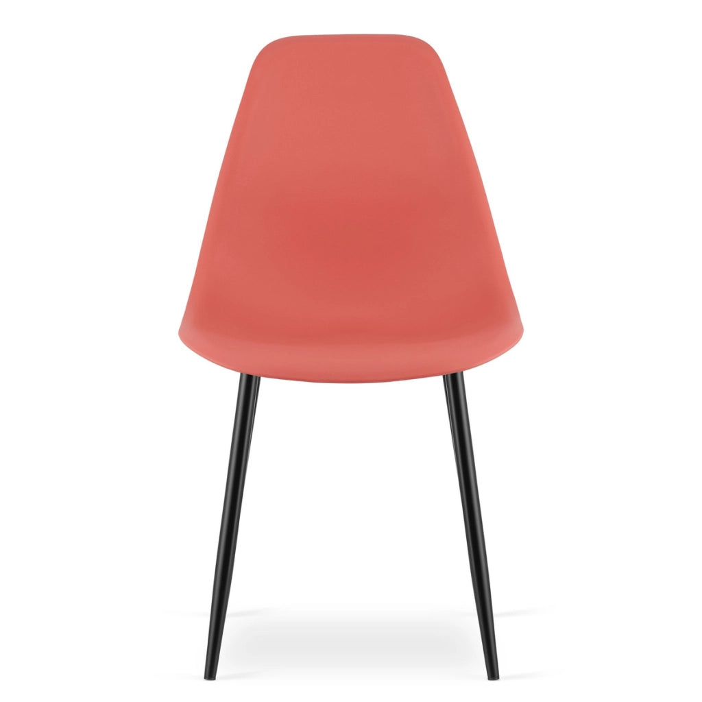 Sedia scandinava WAT color cinabro con gambe nere