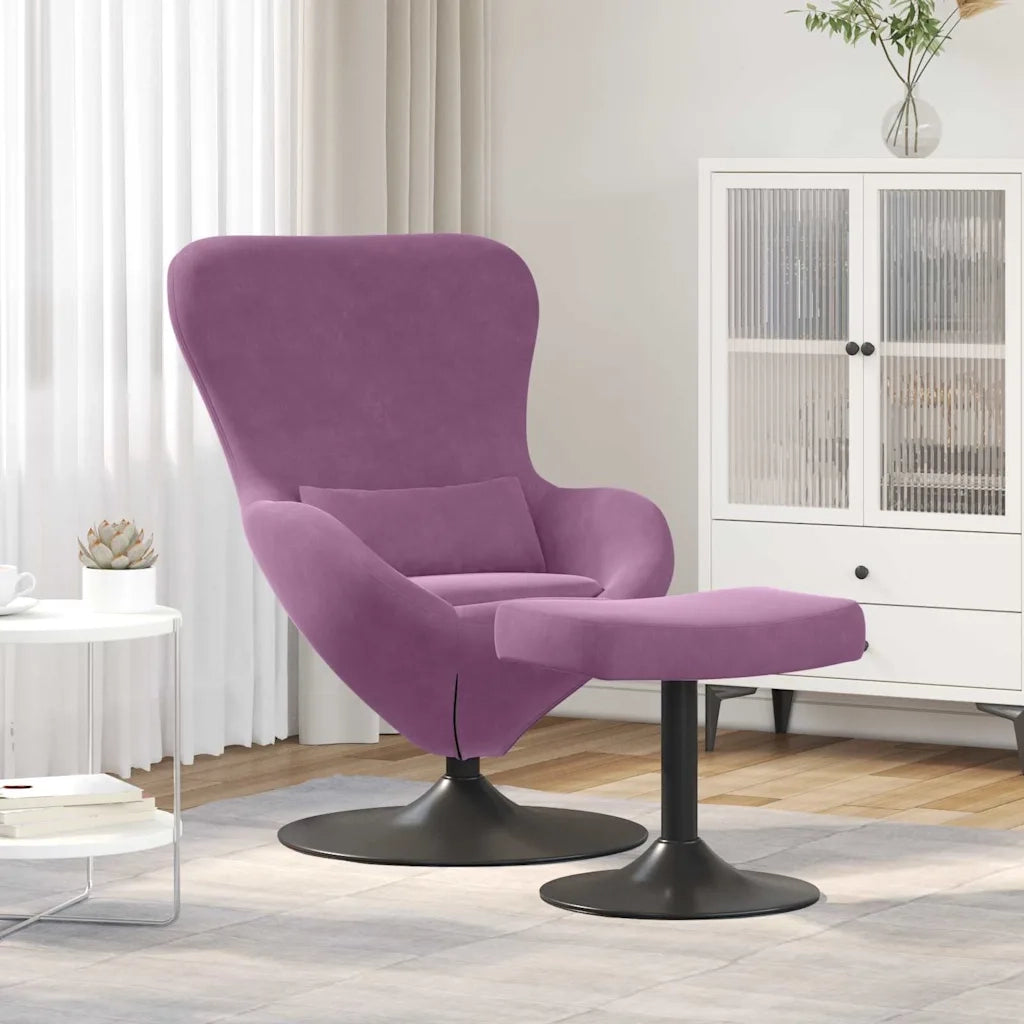 Sedia Egg con Pouf Viola Velluto 42002754