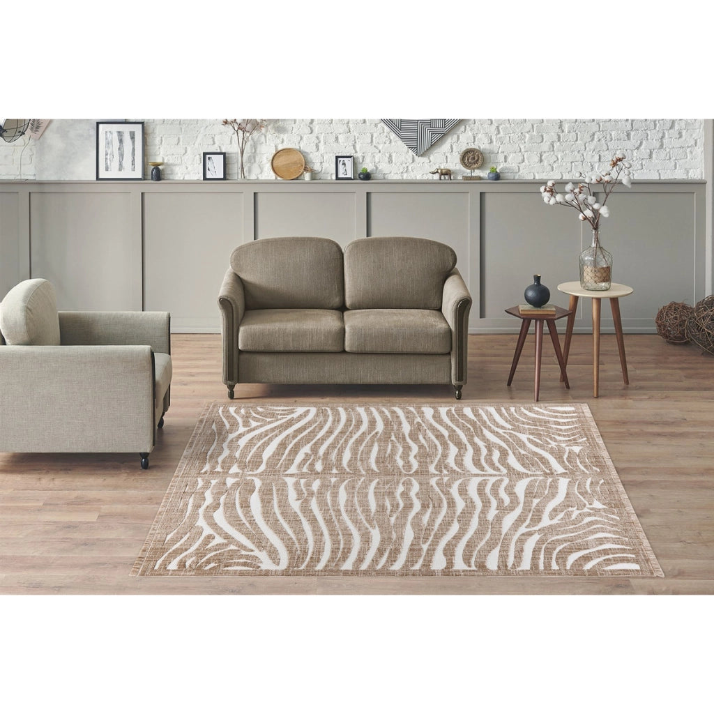 Tappeto moderno Sarai 300 con design zebrato marrone