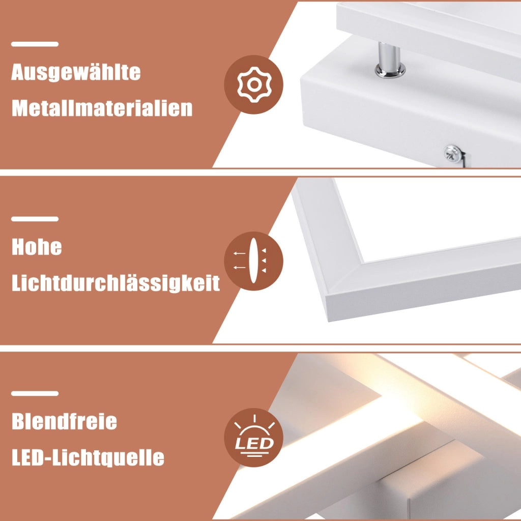 ZMH Lampada da soffitto moderna a LED quadrata nera per soggiorno e cucina 3000K