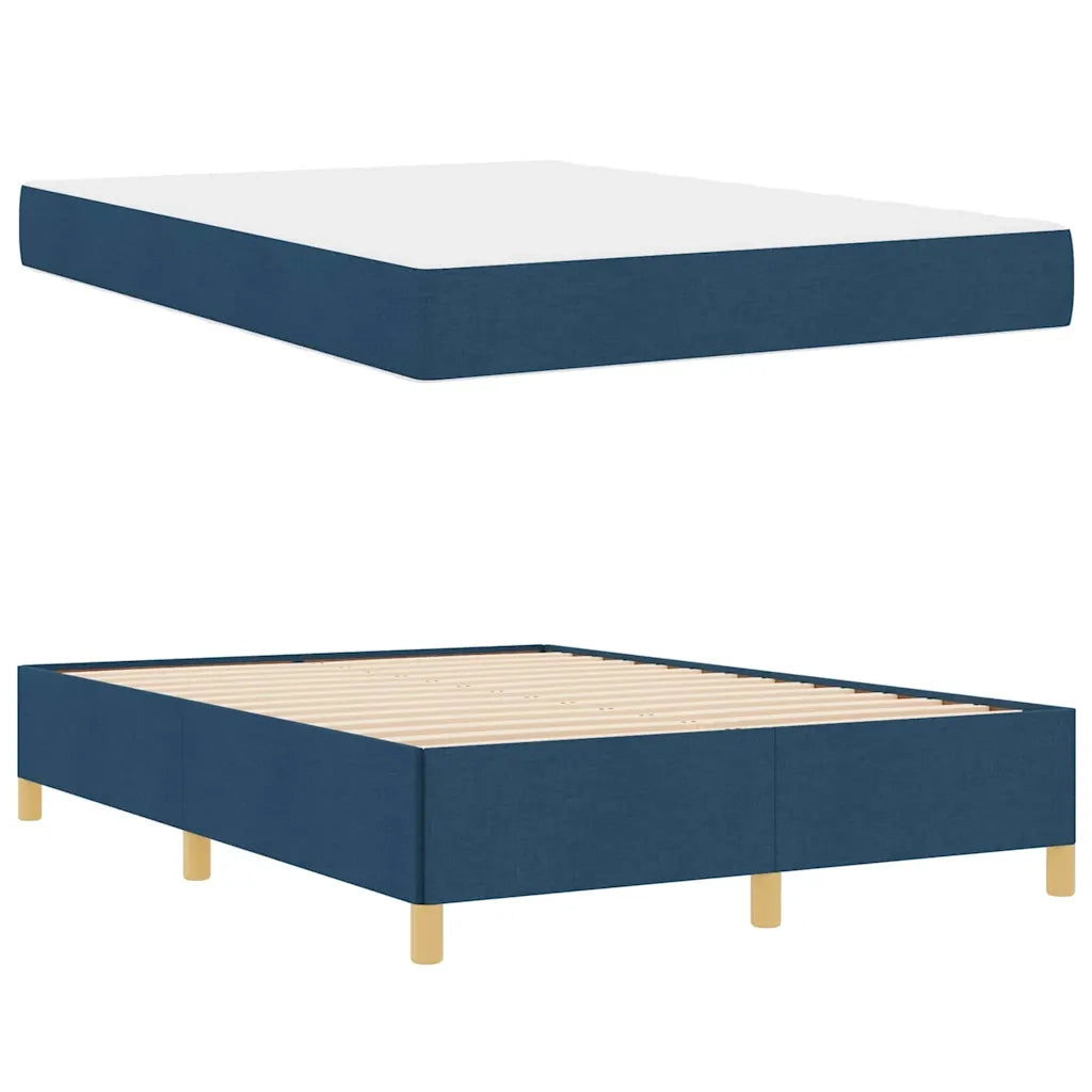 vidaXL Letto a molle Blu e Blu Marino e Bianco 140 x 200 cm Tessuto