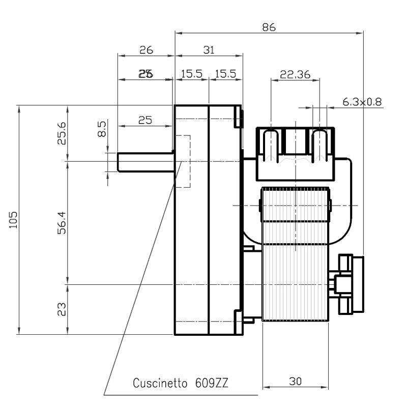 Ricambistufeapellet Motoriduttore Kenta K9175051 1,5 RPM Albero 9,5mm Orario carico Stufa a Pellet