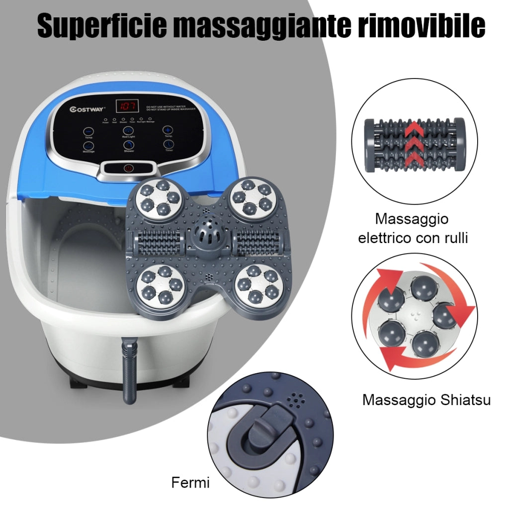 Massaggiatore elettrico per piedi, Massaggiatore portatile multifunzione con rulli, Blu-Massaggiatori
