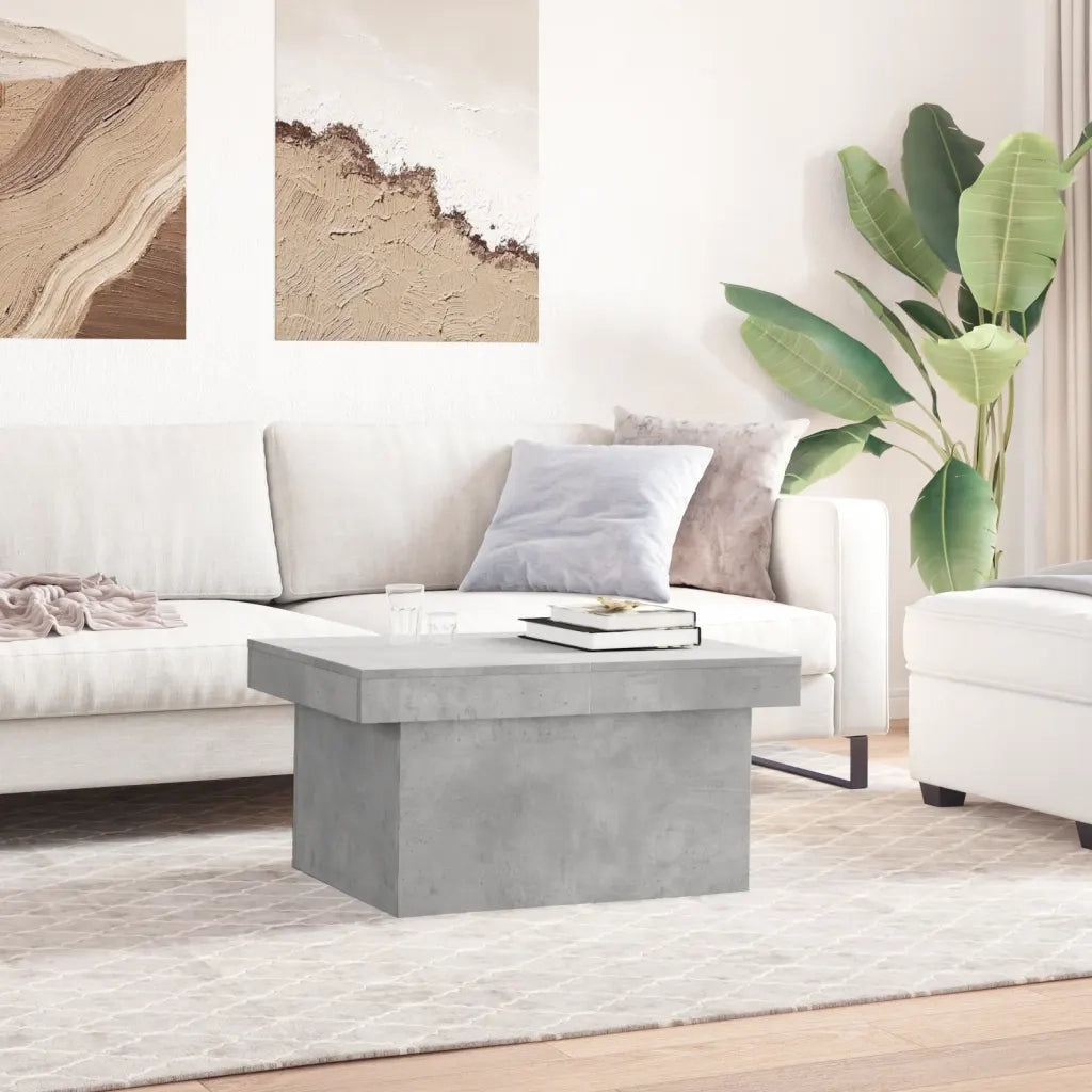 Tavolino Salotto Grigio Cemento 80x55x40 cm Legno Multistrato 840866