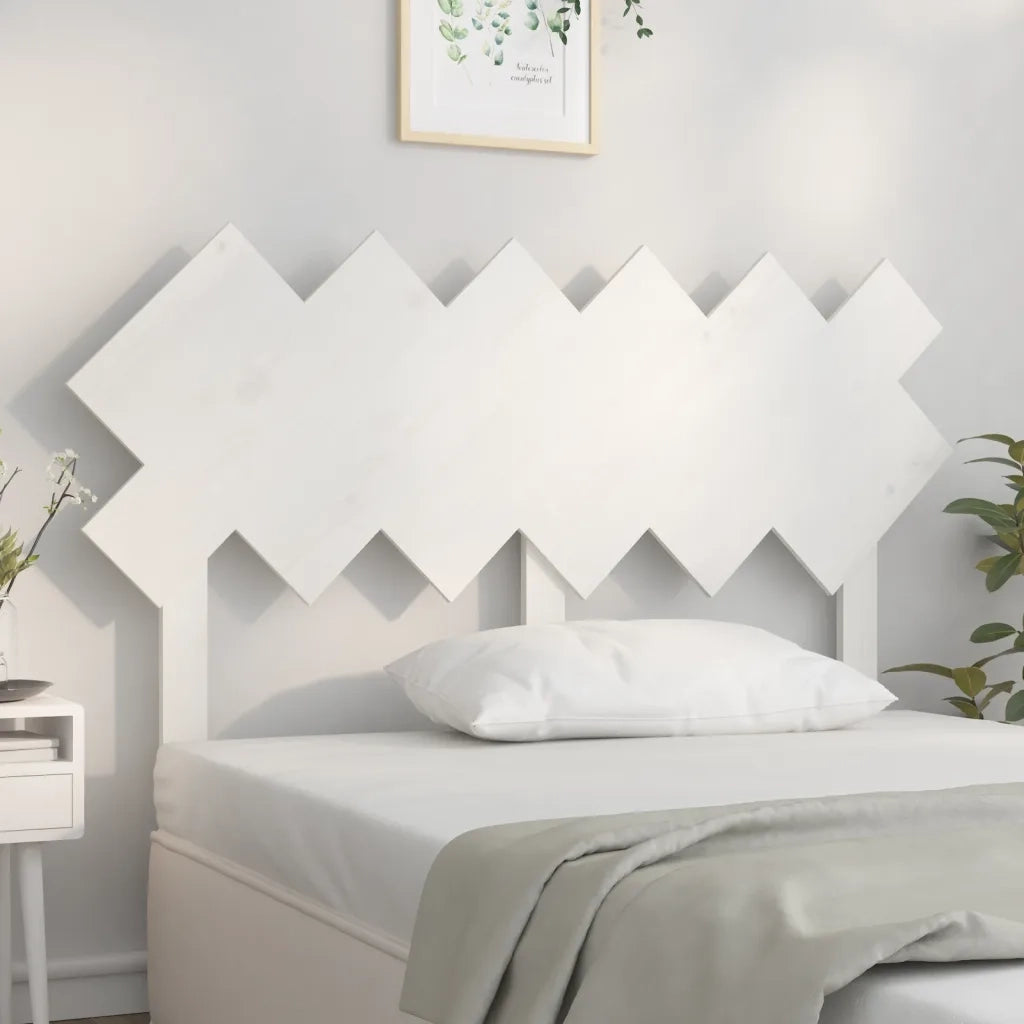 Testiera | Testata per Letto Bianca 132x3x81 cm Legno Massello di Pino