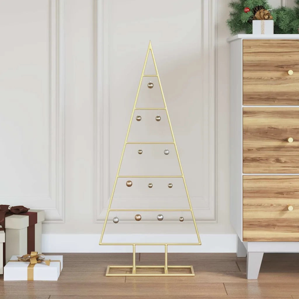 Albero di Natale | Decorazioni natalizie in metallo con supporto Oro 90 cm