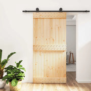 Porta scorrevole Naturale e Nero 100 x 210 cm 3444991