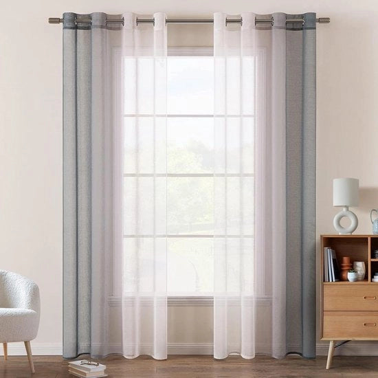 Veli da parete a tre colori con anelli a ingranaggio - Set da 2 140 x 160 cm grigio