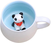 Tazza per Tè in Ceramica Artigianale 3D - Disegno Animale - Idonea per Bevande Calde/Fredde - Dimensioni 8,6 cm x 12,1 cm x 7,4 cm - Tazza per Tè