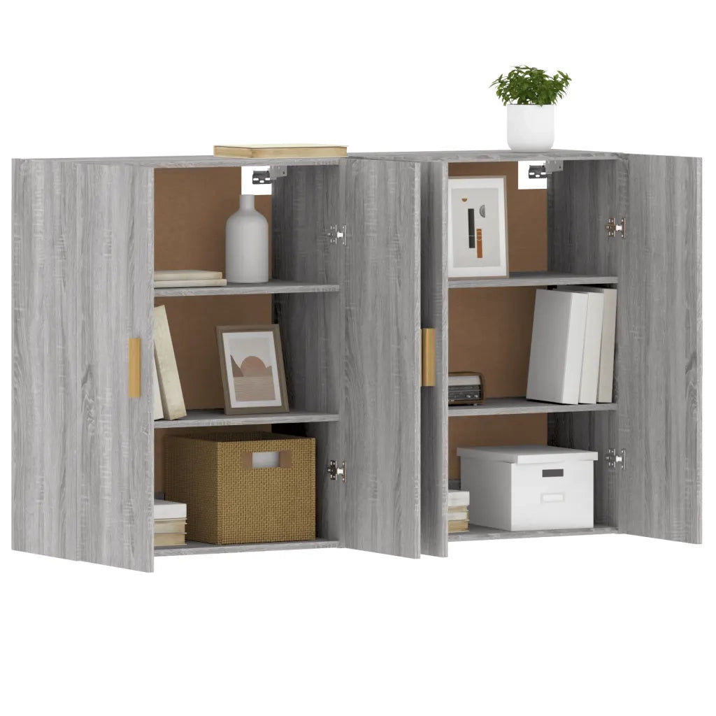 Armadietti a Parete 2 pz Grigio Sonoma in Legno Multistrato 3197879