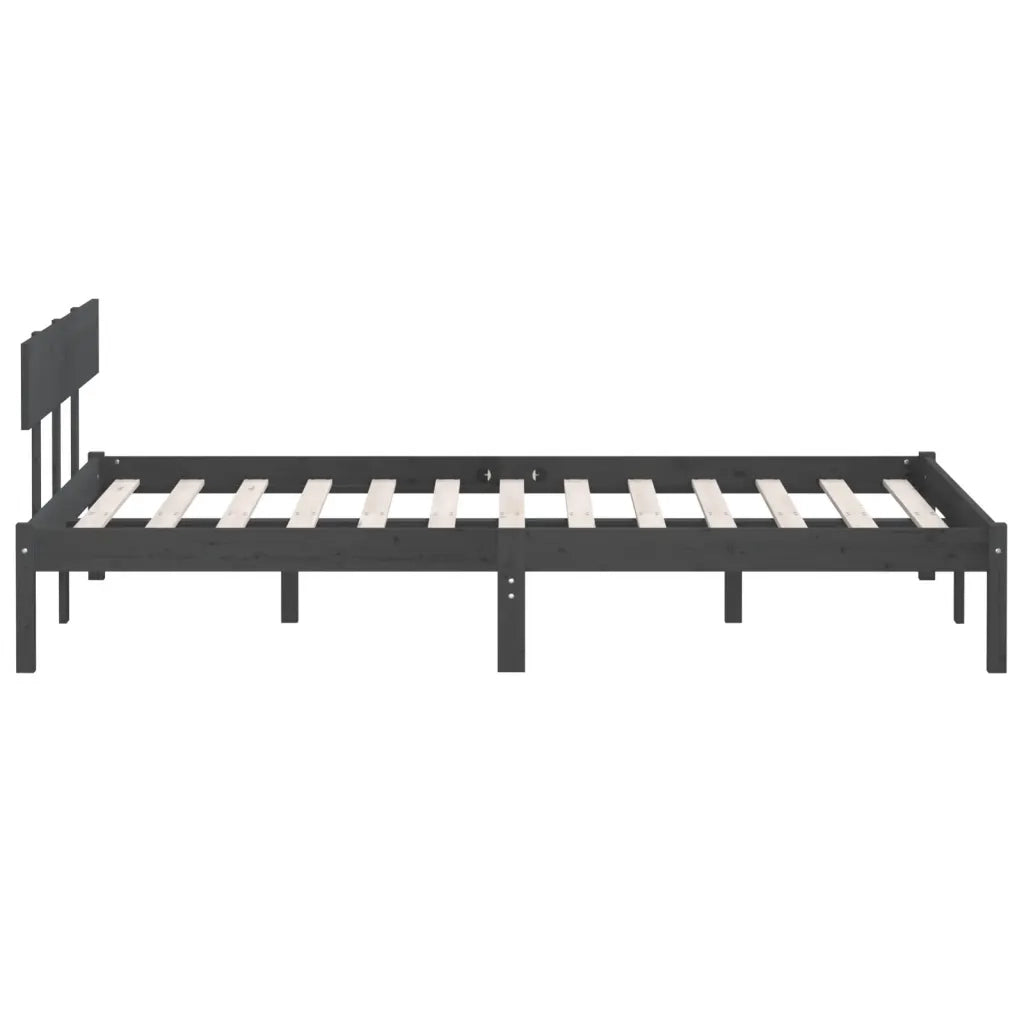 Letto matrimoniale | Letto per adulti | Giroletto Grigio in Legno Massello di Pino 200x200 cm