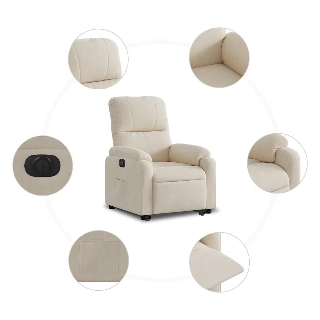 Poltrona Alzapersona Reclinabile Elettrica Beige in Microfibra 3204948