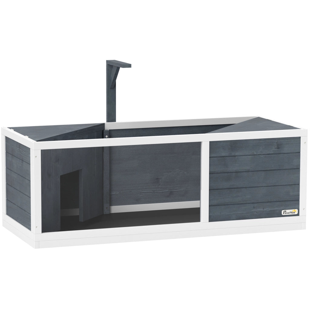 Recinto per tartarughe 120x50x40 cm grigio in legno con 2 case