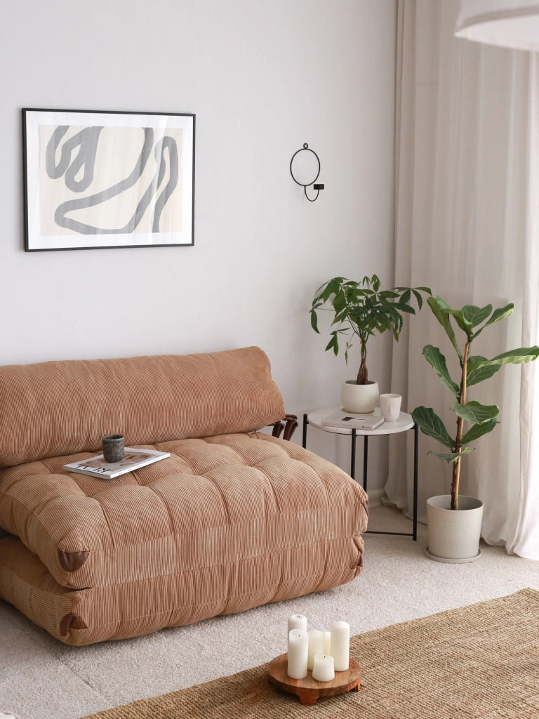 Divano letto in tessuto "Fold" a 2 posti - 120 x 75 x 79 cm - Marrone