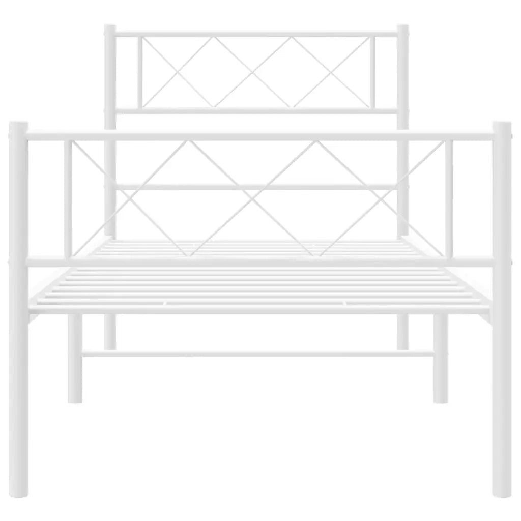 Giroletto con Testiera e Pediera Metallo Bianco 90x200 cm 372337