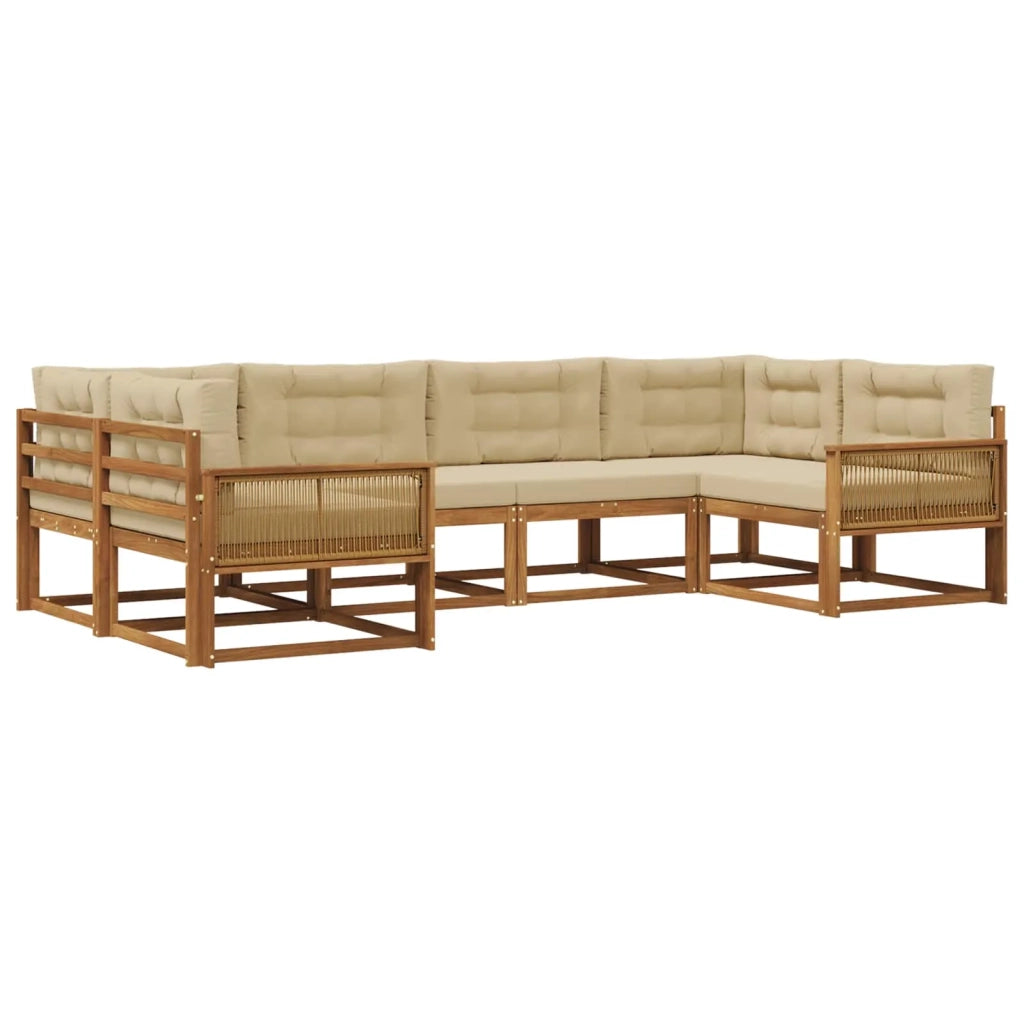 Set di divani da esterno con cuscino 6 pcs Naturale e Beige 3382851