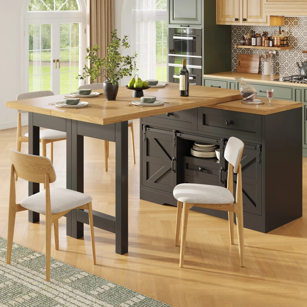 TAVOLO ISOLA CUCINA ESTRAIBILE 120-197 cm MDF Nero