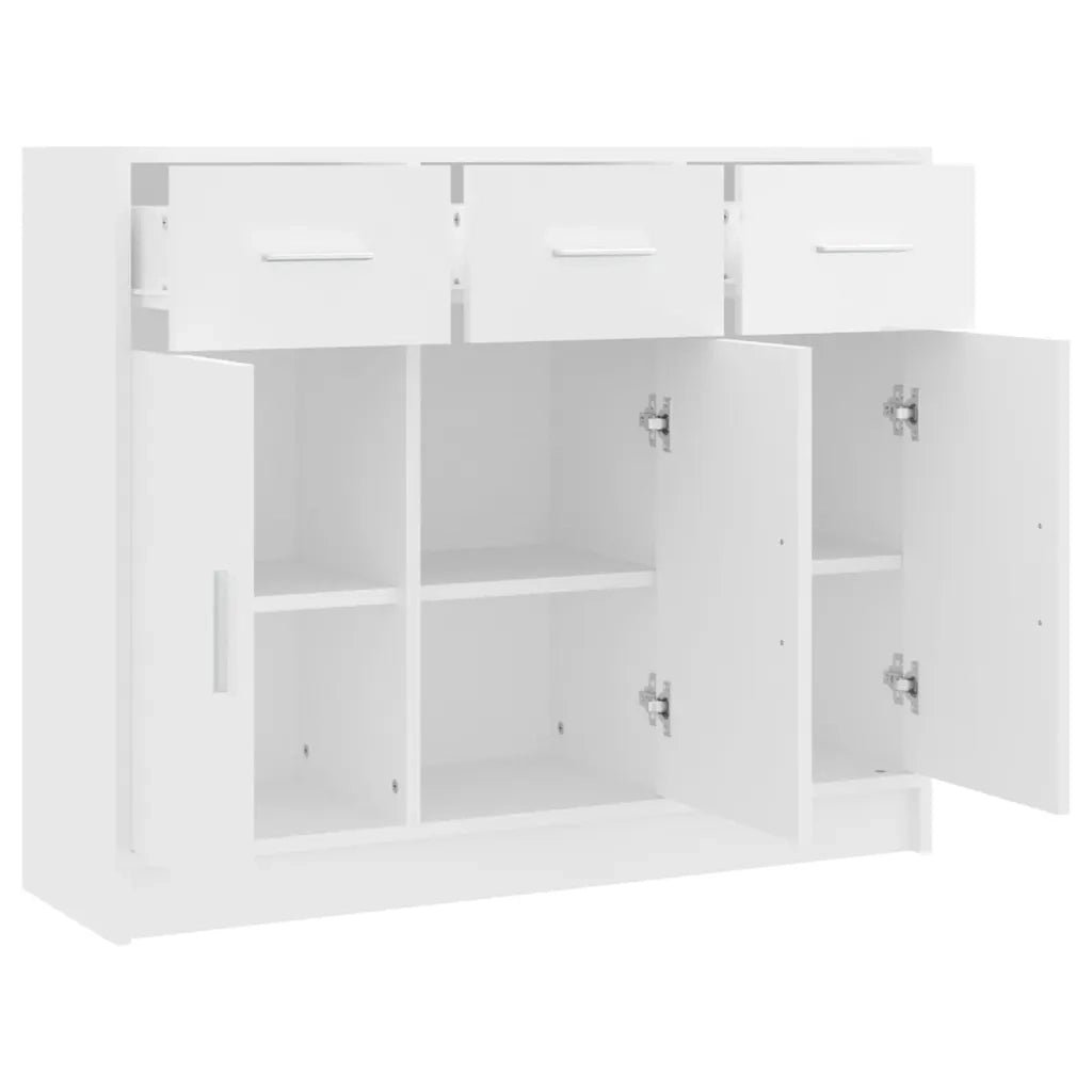 Credenza-Buffet-Armadio da cucina Bianca 91x28x75 cm in Legno Massello di Acacia