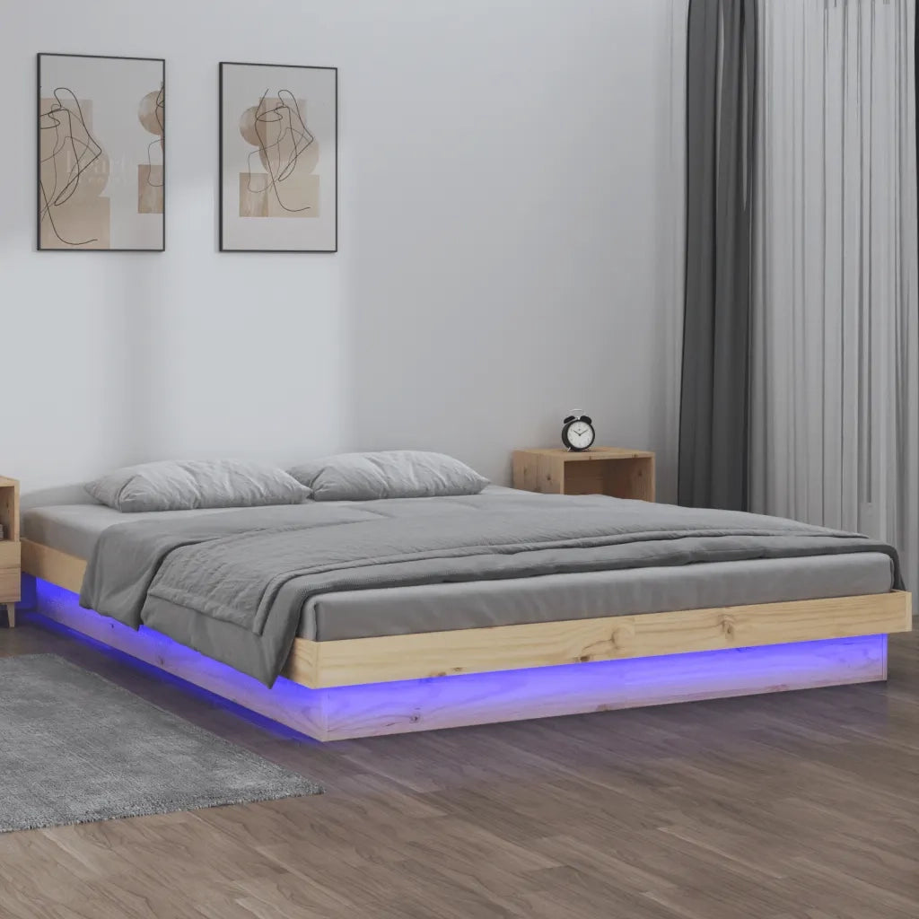 Letto matrimoniale | Letto per adulti | Giroletto con LED 135x190 cm Double in Legno Massello