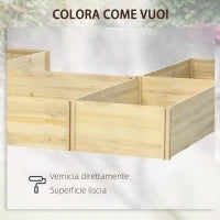 Fioriera da Esterno 5 Pezzi componibili a Fondo Aperto in Legno di Abete, 230x230x28 cm