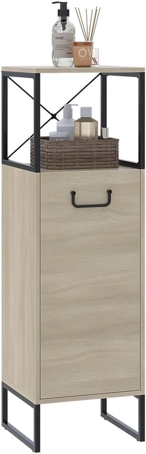 Mobile midi Vionna, Quercia/nero, 36 x 116.5 cm, con ripiano interno regolabile in altezza per un utilizzo flessibile