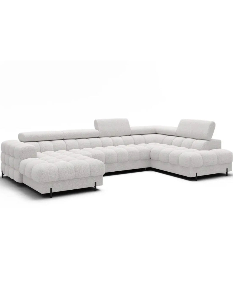 Divano panoramico convertibile Bianco angolo destro FERARIA 358x93x202cm
