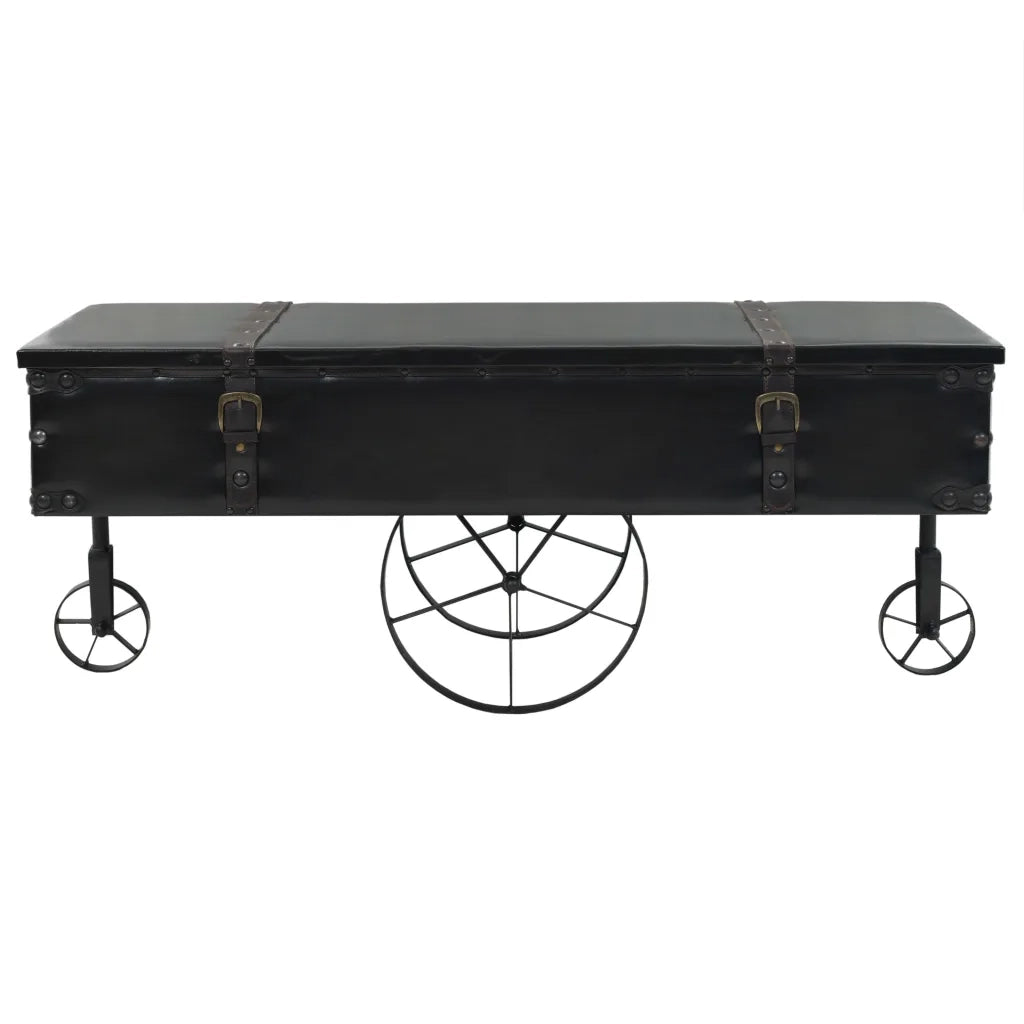Tavolino Salotto con Ruote Nero 110x52x43 cm Legno Multistrato 345714