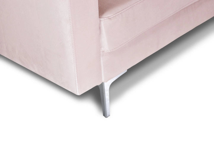 Divano 3 posti in velluto rosa piedi in metallo - Chloe - DI-CH19VLT-PM