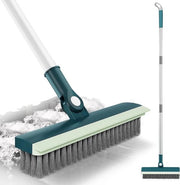 Scrubbratore 2 in 1 con sciacquatore - maniglia regolabile 122 cm - setole rigide - rotazione 180 gradi - per cucina, terrazzo, garage, bagno