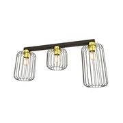 Plafonriera Minimal Industrial Vulcano 3 Luci Lineari Nera E Oro