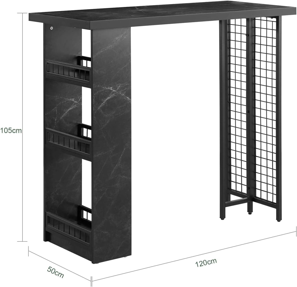Tavolo alto bar Tavolo da pranzo Tavolo da balcone Penisola cucina Nero 120x50x105cm FWT100-SCH