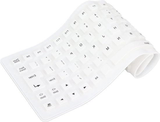 Tastiera Portatile a Ruotamento - Connessione USB - Pianale in Silicone - Progettata per un'Impedenza Acustica Completa - Leggera e Portatile - Silenziosa e Sottile - Ideale per Scrivere in Modo Comodo - Bianca .