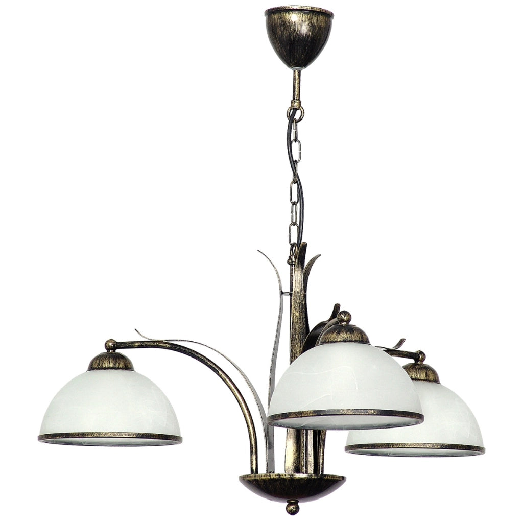 Lampadario Korfu oro patinato 3 vetri E27 15W Luminex