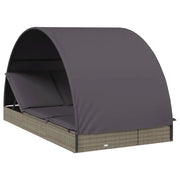 Lettino prendisole chaise longue a 2 posti con baldacchino rotondo 211 x 112 x 140 cm grigio 02_0012191