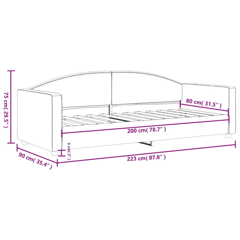 Letto da Giorno Tortora 80x200 cm in Tessuto 354109