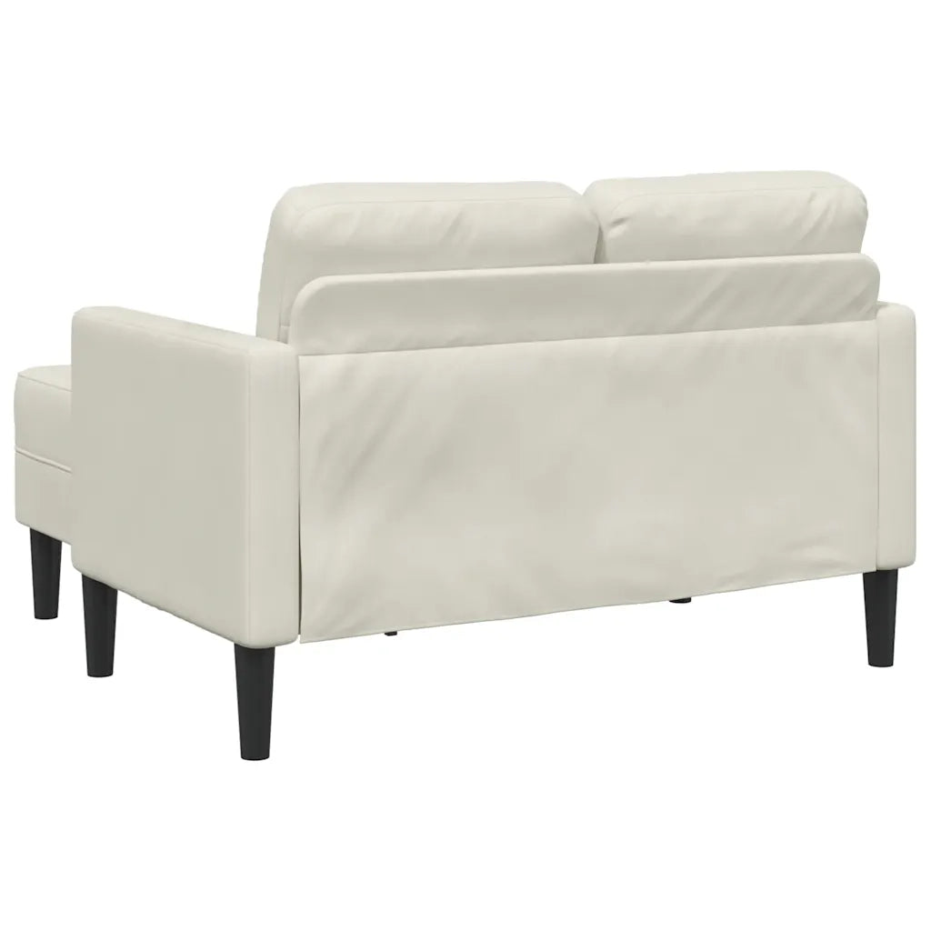 Divano 2 Posti con Chaise longue a L-Sofa 2 Posti con Chaise Crema 125 cm Velluto