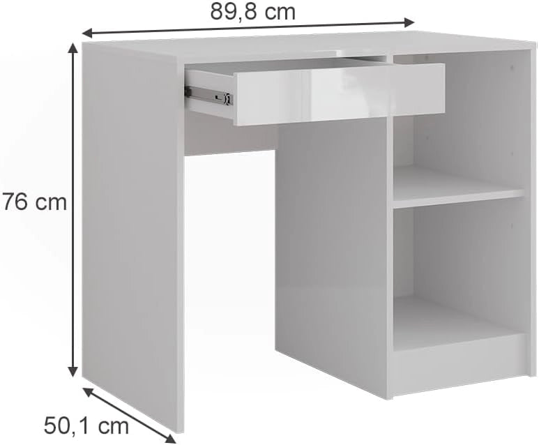 Tavolo da toeletta Sherry, Bianco/bianco lucido, 89.8 cm