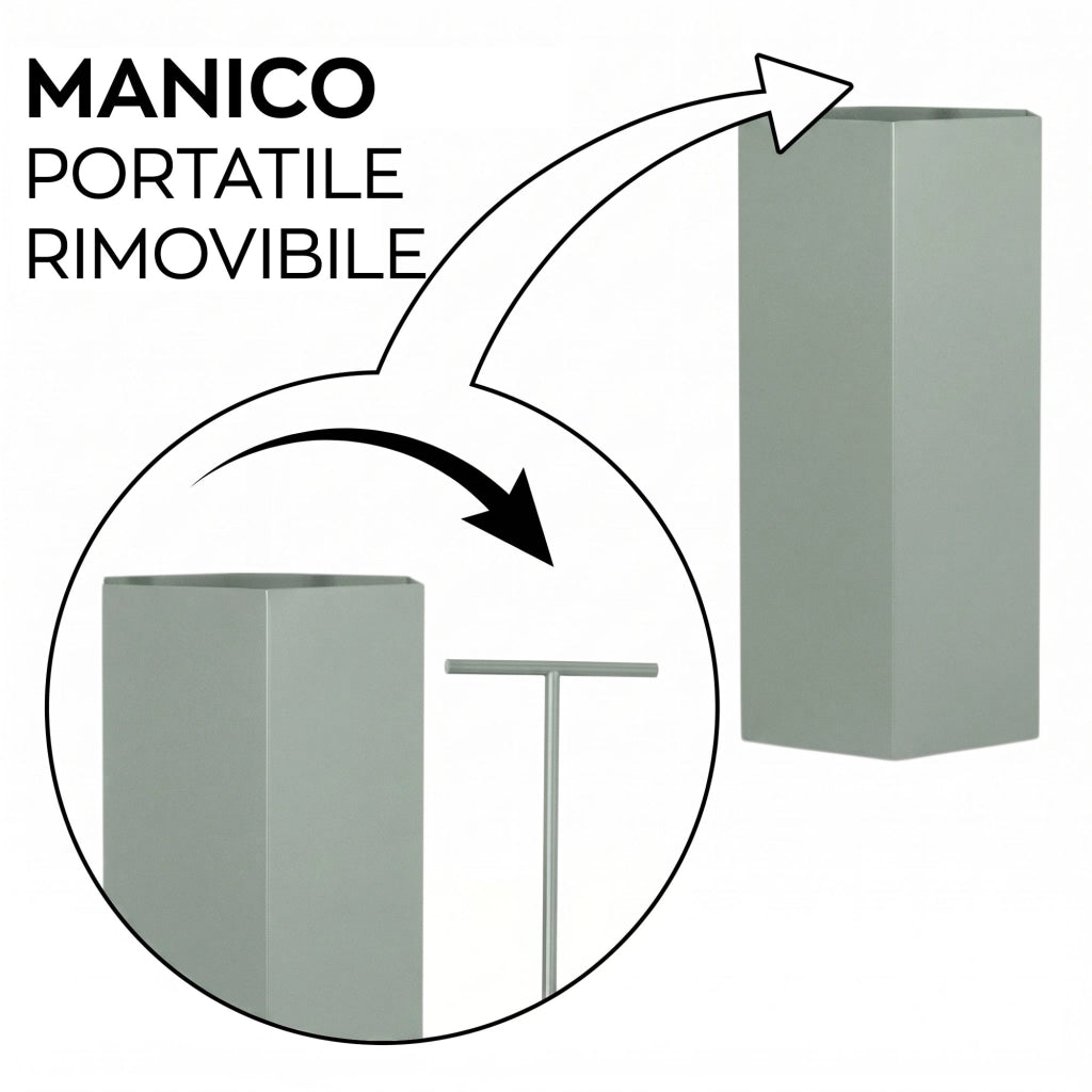 Ohm - Portaombrelli di Design 25x72x22 cm con Feritoia di Svuotamento acqua in Metallo Salvia