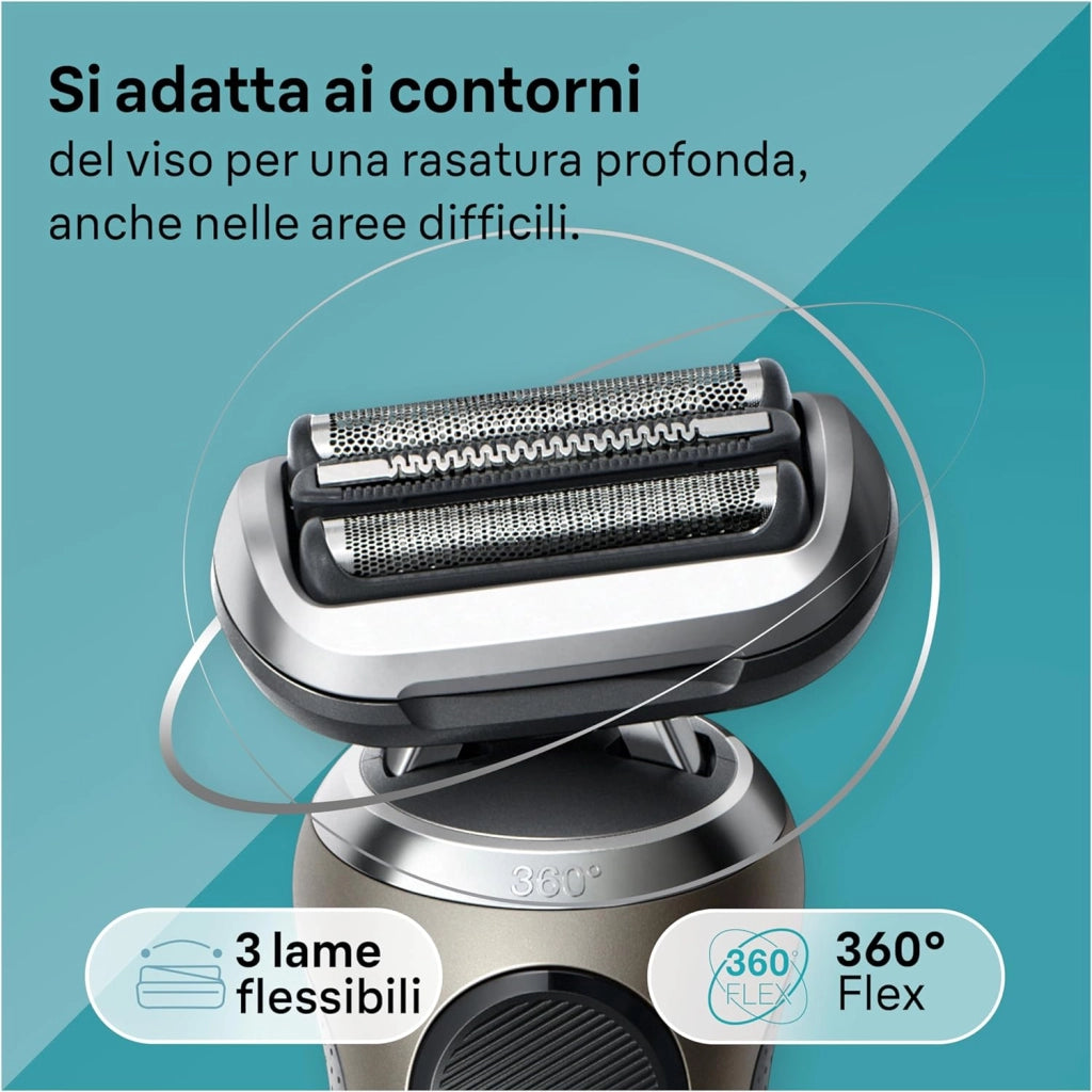 Braun Serie 7 Rasoio Elettrico Barba, Wet&Dry, Regolabarba Uomo, Rasoio Barba, 60 Min di Utilizzo, Stazione Smartcare 4in1, +2 Accessori, Senza Fili,100% Impermeabile, Regolabarba Braun 72-C7650cc Oro