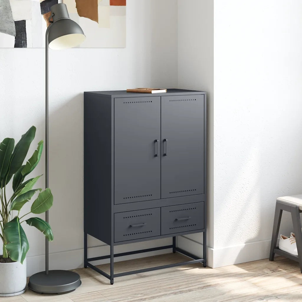 Credenza | Madia | Buffet da pranzo | Armadio da pranzo Antracite 68x39x111,5 cm Acciaio